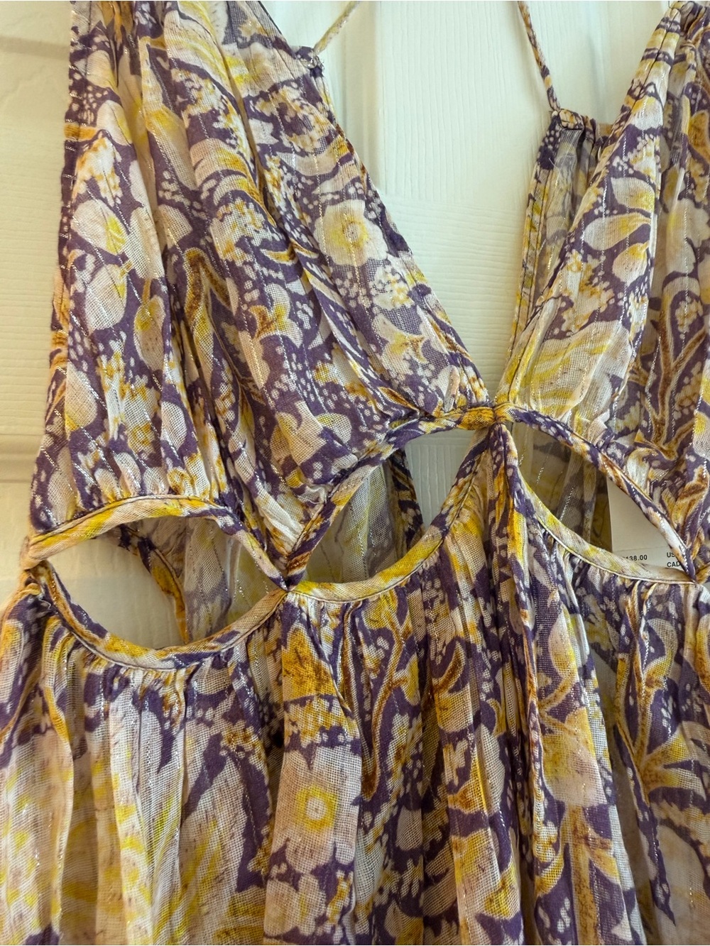 Anthropologie Strappy Yellow and Purple Floral Maxi Dress - Picture 4 of 8